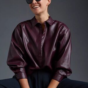 NWT Anthropologie Faux Leather Shirt
